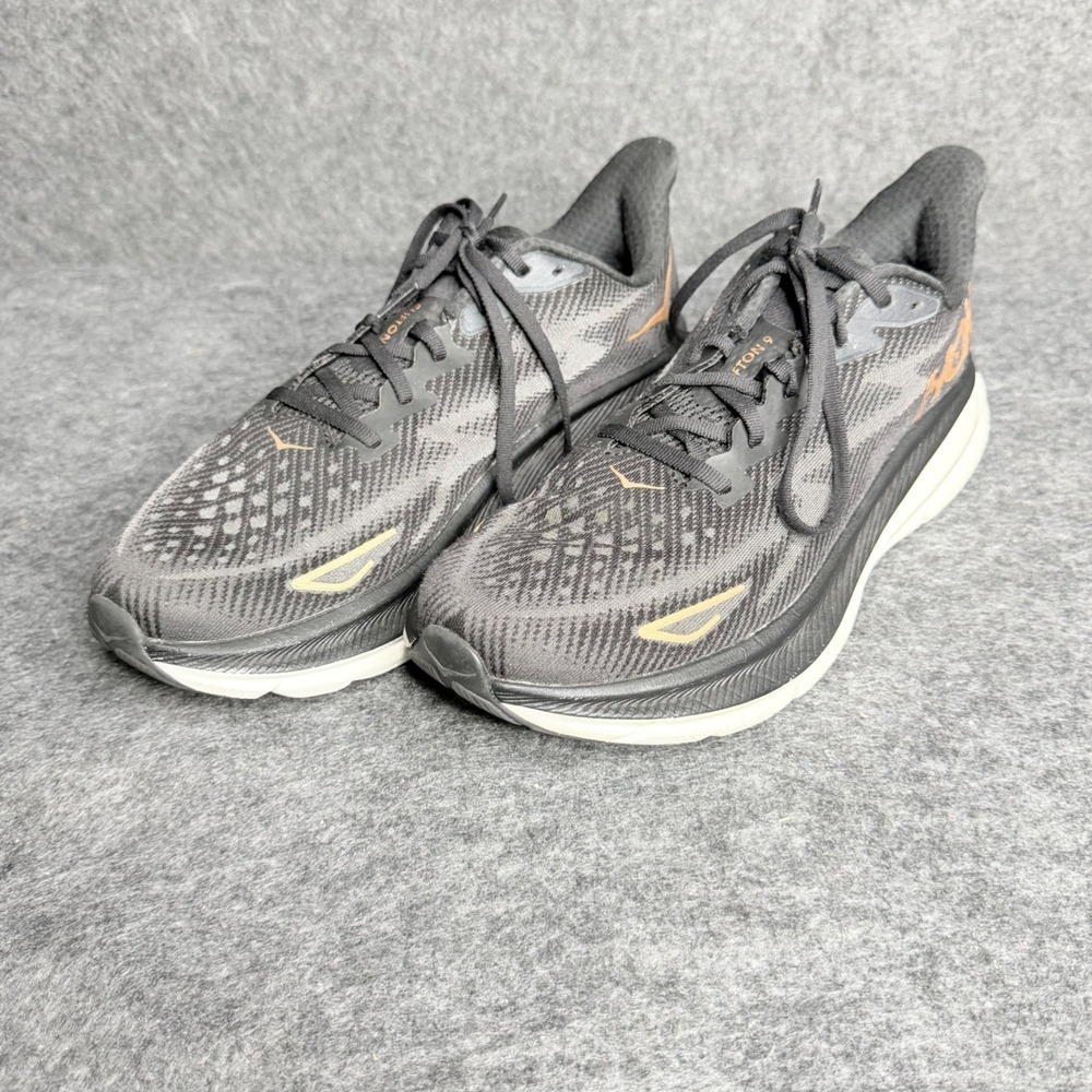 Hoka Clifton 9 Womens Running Shoes Black Copper 1127896 BCPPR Size 10B‎ Sneaker